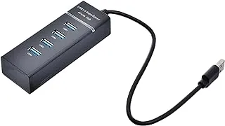 Metal USB Hub Four Port With Slim Size And LED Indication 30 CM - Black