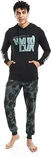 Red Cotton Men Winter Pajamas with Pant-Camouflage black