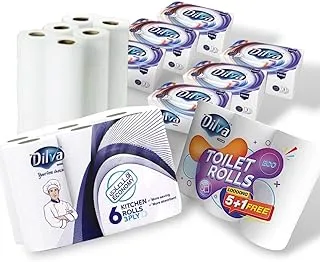 Dilva Clinic Package (6 Prime 550 Tissue with 6 Kitchen Roll, 6 Bed Roll and 6 Compact Toilet Roll)