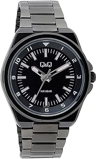 Q&Q Analog Black Dial Men's Watch-QZ68J402Y, Silver