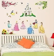 Beautiful Princess Lovely Little Dwarfs and Cartoon Castle Wall Decals, Children's Room Nursery Removable Wall Stickers Murals, 2724648891759