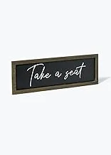 Matalan Take A Seat Wooden Bathroom Wall Sign, 40 cm x 14 cm Size, Black