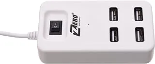 ZERO ZR 204 4Port USB HUB مع USB 2.0 Ultra Slim Data Hub مع كابل ممتد 1.2 متر - أبيض