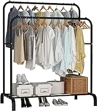 Garment Rack Freestanding Hanger Double Rods Multi-functional Bedroom Clothing Rack, Black