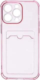 Silicone Back Phone Protection Cover With Silicone Pocket And Safety Edges For Iphone 15 Pro Max 6.7 - Transparent Pink