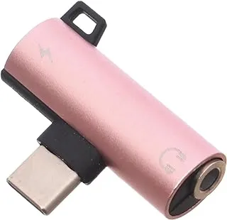 Aluminum Alloy Audio Adapter Type C + 3 Lightning Splitter With Fast Charg For Mobile Phone -Pink