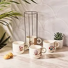 Karaca | Owl Set of 4 Standing Cups 160 ml, Porcelain, Coffee Cups, Coffee Service, Unique Design, Ambience Cares, Balanced and Lying Comfortable in the Hand