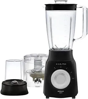 Sonai Rotato Blender 3X1, with Grinder and Chopper, 3 Speeds, 1.5L, 500 W, Black - MAR-2500