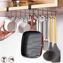 2pcs Mug Hooks Mug Holder Under Cabinet,BAIEUEJO Coffee Cups Holder Hanger no Drilling,Kitchen Utensil Hooks,Storage Hooks ​for Cups/Kitchen Utensils/Ties Belts/Scarf/Keys Storage (Black)