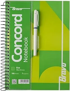 Bravo New Concord Notebook with Pen, Large, 198 Sheets, Assorted Colors