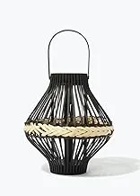 Matalan Woven Outdoor Lantern, 31 cm x 31 cm x 36 cm Size, Black