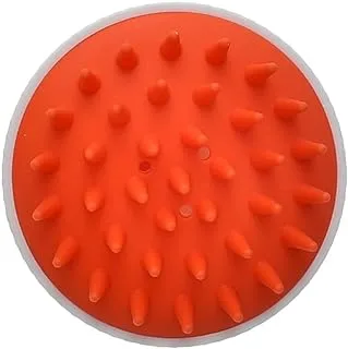 Generic Silicone head hair brush with high quality for massager - white orange