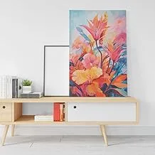 Watercolor jungle flowers painting colorful floral abstract background 60x40