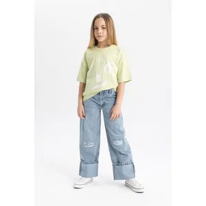 Defacto Girl Wide Leg Denim Trousers