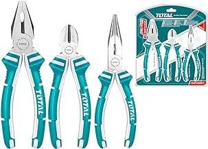 Total THT1K0301 MR LIGHT TOTAL Iron Pliers Set, Combination, Long Nose, Diagonal Cutting (Large, Silver) 3 Pieces