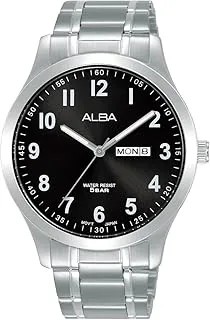 Alba AJ6165X Classic Standard Stainless Steel Analogue Quartz Watch for Men, Silver/Black