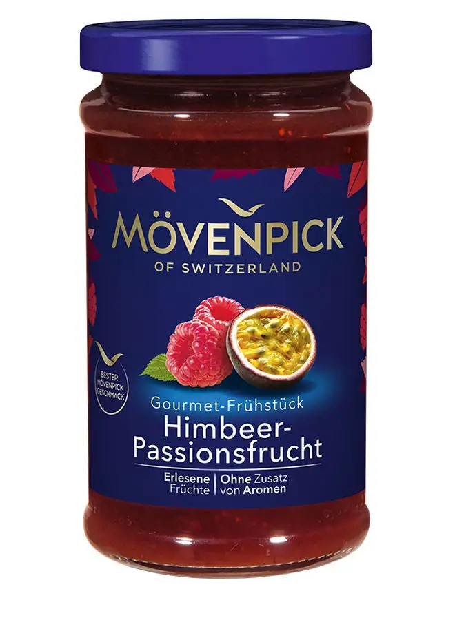 Movenpick jam raspberry & passion fruit 250 grams