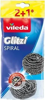 Vileda Stainless Steel Spirale Scrubbers 2+1 Free, Multi-Colour, Pack of 3