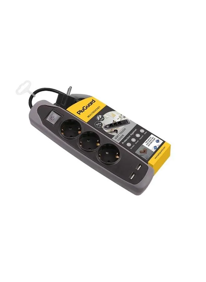 PluGuard Power Strip 3 Outlets With Switch 16 Amper 250 V