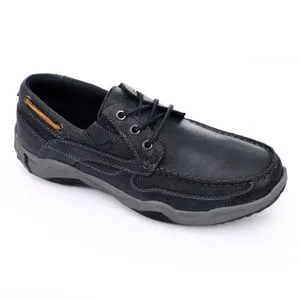 Activ Practical Lace Closure Leather Casual Shoes - Navy Blue