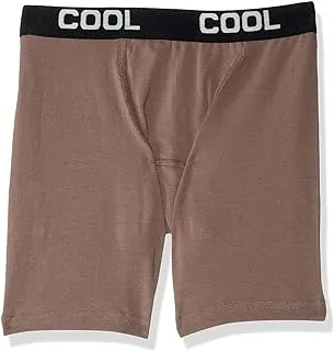 Cool Plain Elastic Waist Front Logo Boxers for Men - Brown