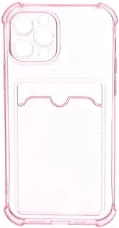 Silicone Back Phone Protection Cover With Silicone Pocket And Safety Edges For Iphone 12 Pro 6.1 - Transparent Pink