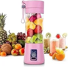 Portable Juicer Blender Household Fruit Mixer 4 Blades in 380 ml Fruit Mixing Machine with USB Charger Cable for Superb Mixing USB Juicer Cup (Pink)