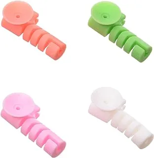 Silicone Cable Protection Collection With Suction PUMP for iPhone/MacBook set Of 4 Pieces - Multicolor