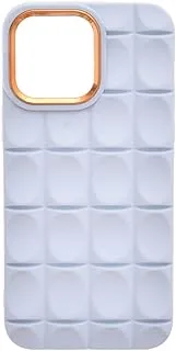 Silicone Back Phone Protection Cover With Ribbed Design And Safety Edges For Iphone 14 Pro Max - Blue Gold