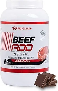 Muscle Add | Hydro Beef Add | Hydrolysed Beef Protein | Chocolate Flavor | Rapid Absorption | Zero Cholestrol | Zero Sugar | Zero Dairy | 26g Protein | 30 servings | Halal | 1020g