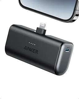 شاحن Anker Nano المحمول لهاتف iPhone، مع موصل Lightning مدمج معتمد من MFi، وبنك طاقة بقدرة 5000 مللي أمبير في الساعة بقدرة 12 وات، متوافق مع iPhone 14/14 Pro / 14 Plus وiPhone 13 و12 Series