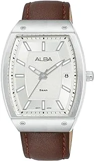 Alba MEN'S ACTIVE Genuine Leather strap Silver white patterned dial AG8N23X