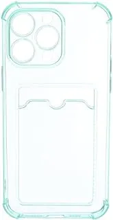 Silicone Back Phone Protection Cover With Silicone Pocket And Safety Edges For Iphone 14 Pro Max 6.7 - Transparent Green