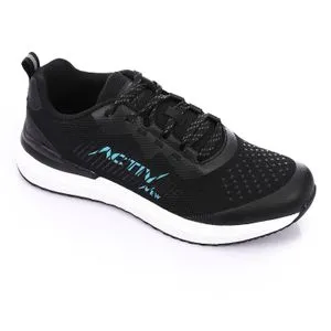 Activ Side Branded Lace Up Rubber Sole Black Sneakers