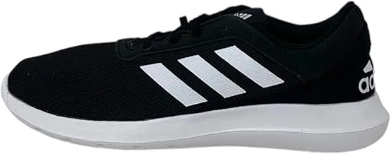 Adidas Coreracer Mesh Side-Stripe Back-Logo Lace-Up Running Sneakers for Men - Core Black and Ftwr White, 42 2/3 EU