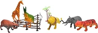 Generic Plastic Medium Jungle Animals To Add More Fun With Lion And Tigger Set Of 10 Pieces For Kids - Multi Color