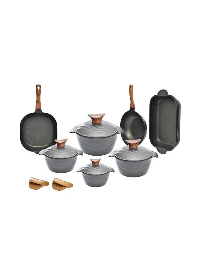 NeoKlein Set Of 9 Pcs 3 Pots + 3 lids + 1 Pan + Grill + Wok