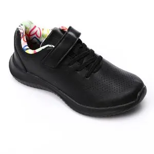 Air Walk Inner Self Pattern Velcro Closure Girls Sneakers - Black