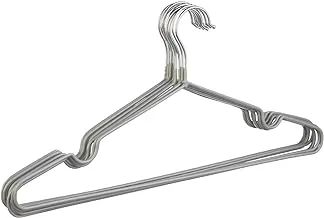 Qasem Stainless Clothes Hanger Set, 10 Pieces, 40 x 20 cm - Grey