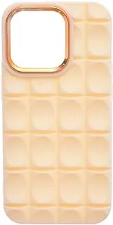 Silicone Back Phone Protection Cover With Ribbed Design And Safety Edges For Iphone 15 Pro - Beige Gold