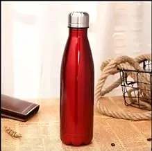 NewQ Stainless Steel Water Bottle 500ml, Single Wall Water Bottle, Model Cola (Small Mouth Steel Bottle), Matt Finish Bottle, Leakproof -Color- Red