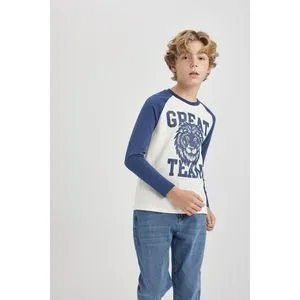 Defacto Boy Regular Fit Crew Neck Knitted Long Sleeve T-Shirt