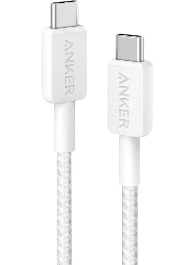 Anker 322 USB-C To USB-C Cable, USB-C To USB-C Fast Charging Cord 3 Ft, 60W Power Delivery PD Charging For Apple MacBook, iPad Pro 2020, Samsung Galaxy, Pixel, And More 3Ft 0.9M white