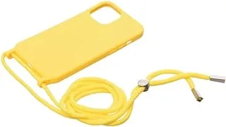 Silicone Back Phone Protection Cover With Fabric Strap And Safety Edges For Iphone 12 Pro Max - Yellow