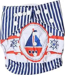 Mix&Max Microfiber Baby Washable Diapers Printed Boat For Unisex-Multicolor