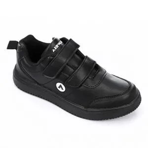 Air Walk Velcro Closure Boys Leather Black Sneakers