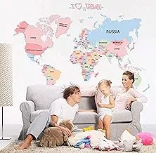 Color Letter World Map Office Bedroom Background Wall Sticker