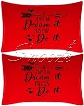 Snooze Dream Design Pillowcases 2-Pieces Set, 45 cm x 65 cm Size, Red