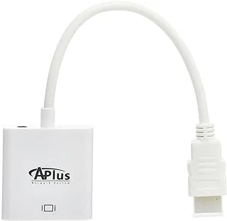 كابل Aplus AB-33H HDTV إلى VGA+AV Voice Separator Deluxe الرقمي الخالي من الأكسجين مع ناقل إشارة سريع 0.25 متر - أبيض