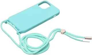 Silicone Back Phone Protection Cover With Fabric Strap And Safety Edges For Iphone 12/12Pro - Turquoise